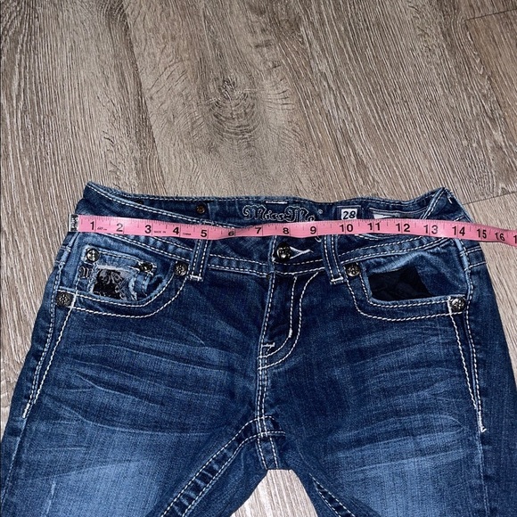 Miss Me Blue Denim Jeans bootcut jeans size 28 rhinestone embroidered embellish - Picture 7 of 10